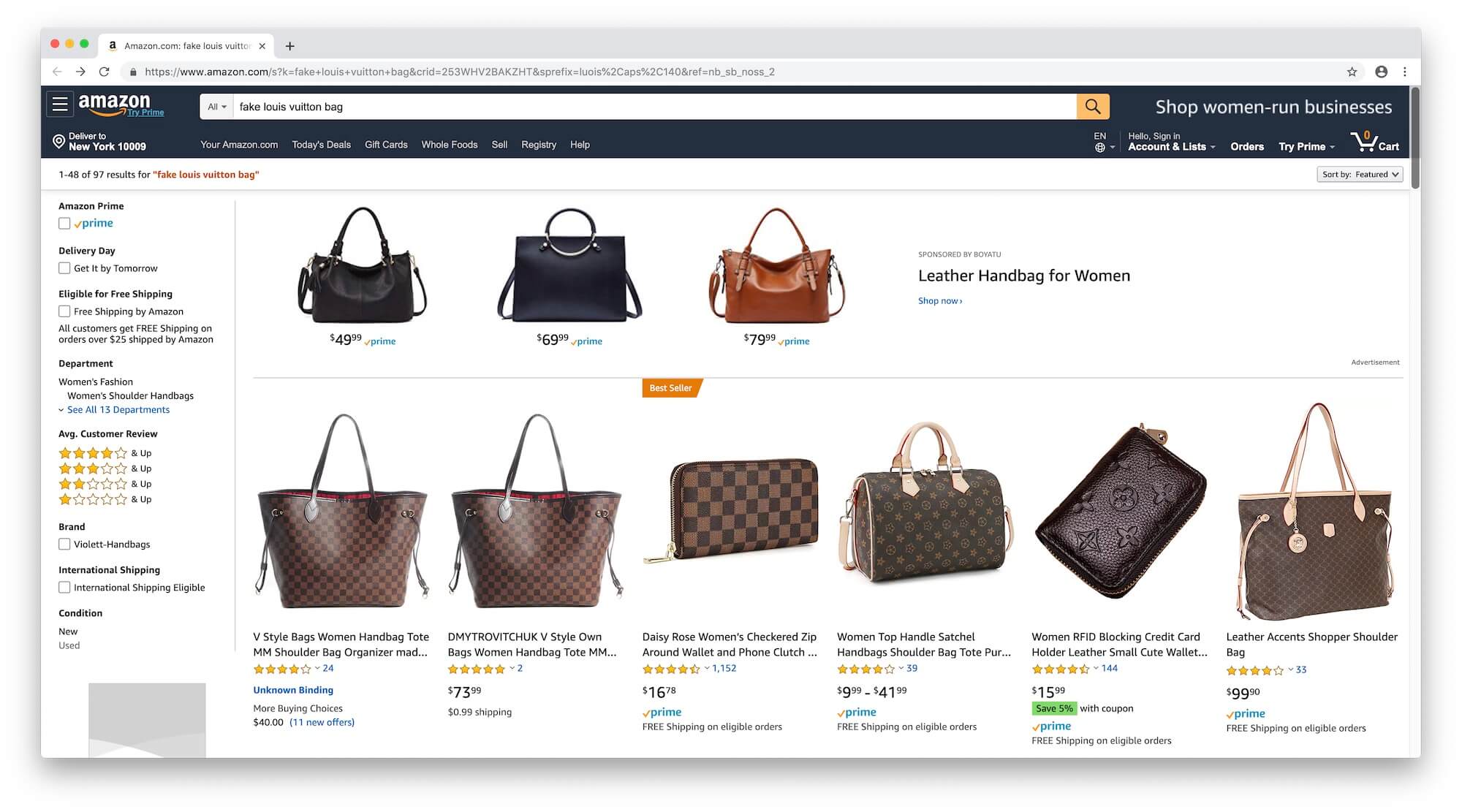 Fake Louis Vuitton Bag on Amazon