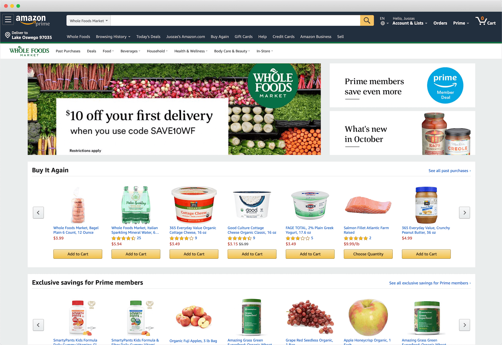 Amazon Whole Foods Storefront