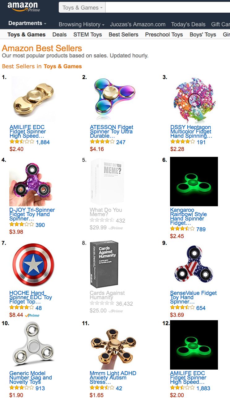 Fidget Spinners on Amazon.com