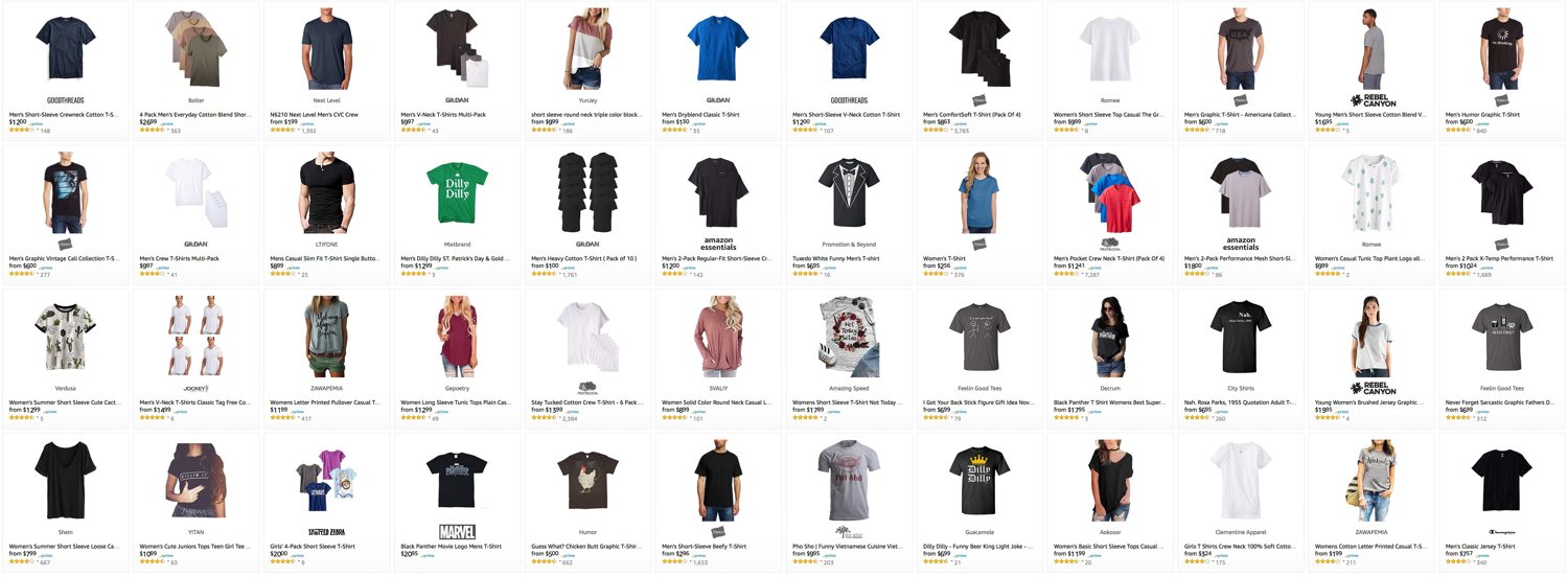 Amazon Millions of T-Shirts