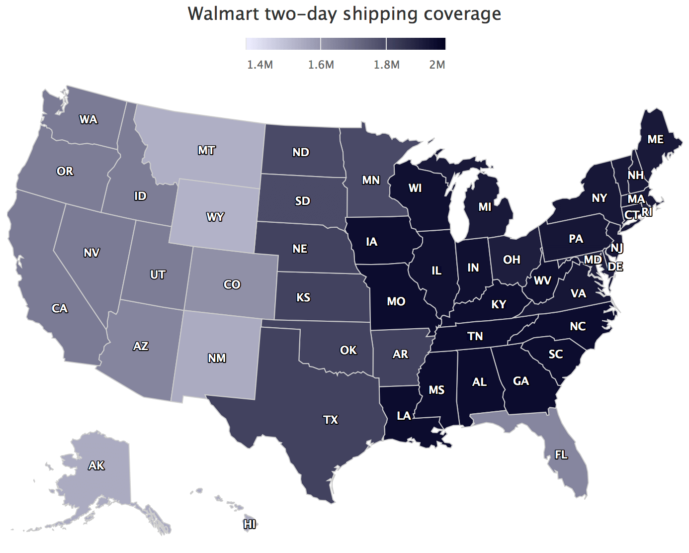 Walmart two-day shipping coverage