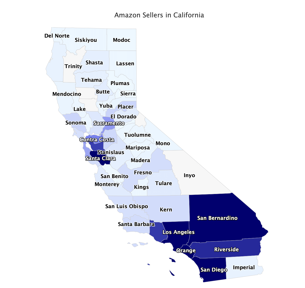 Amazon sellers map in California