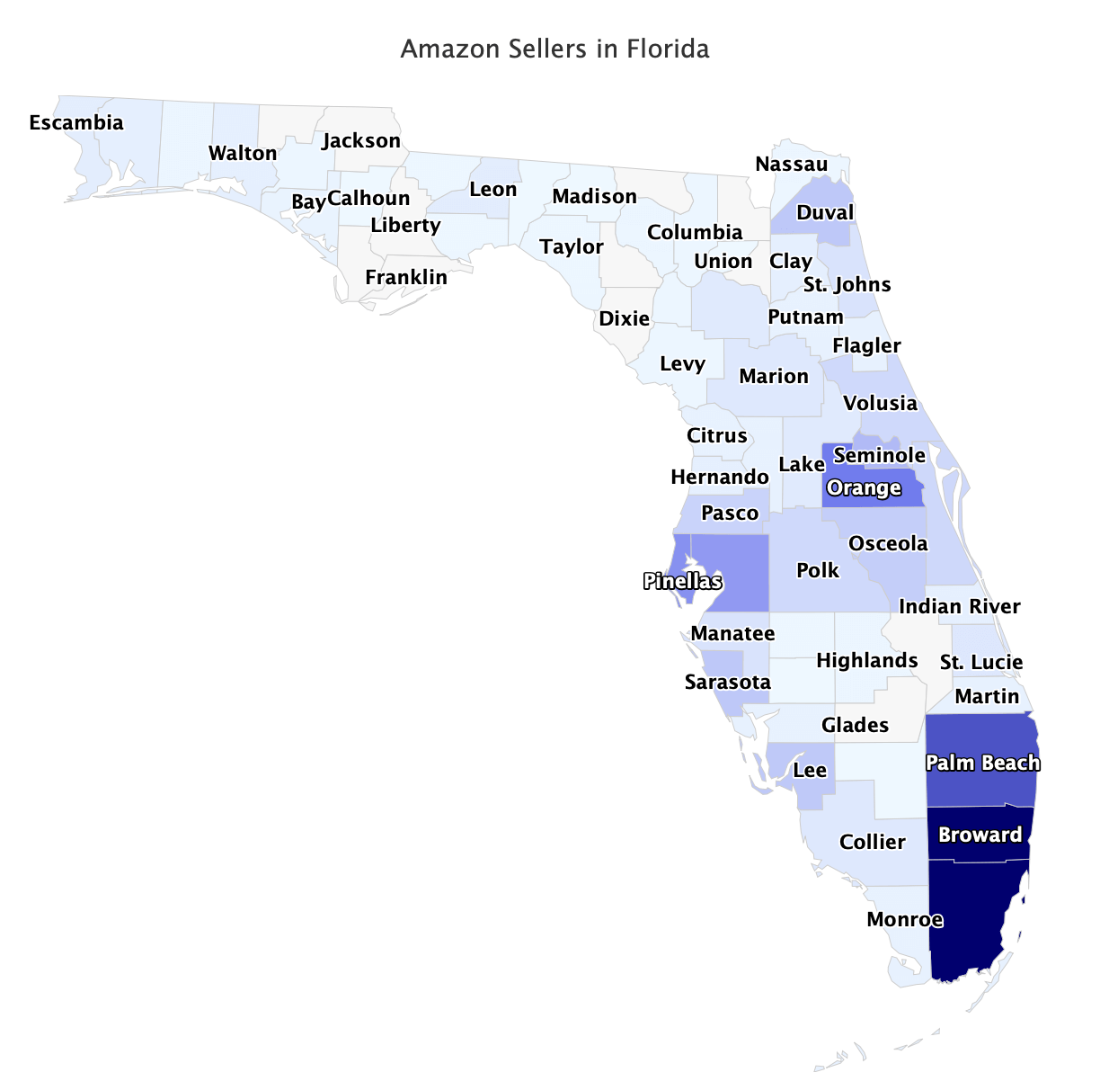 Amazon sellers map in Florida