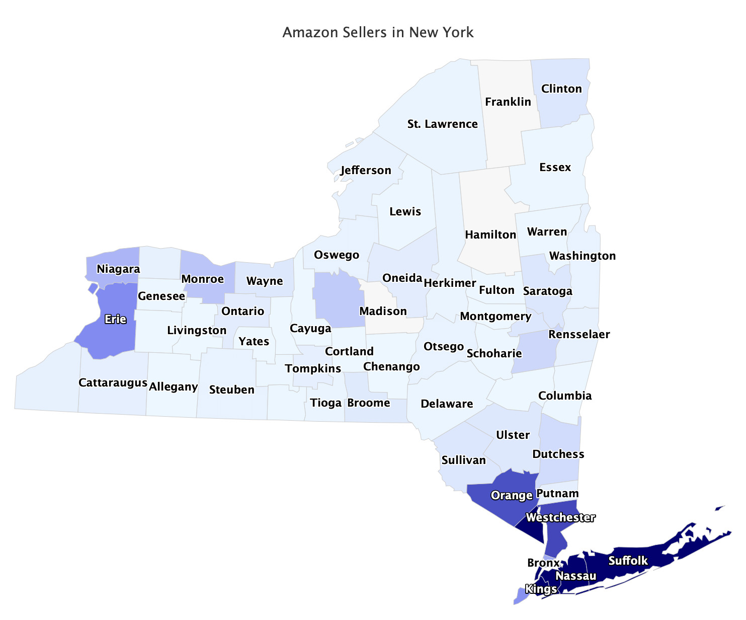 Amazon sellers map in New York