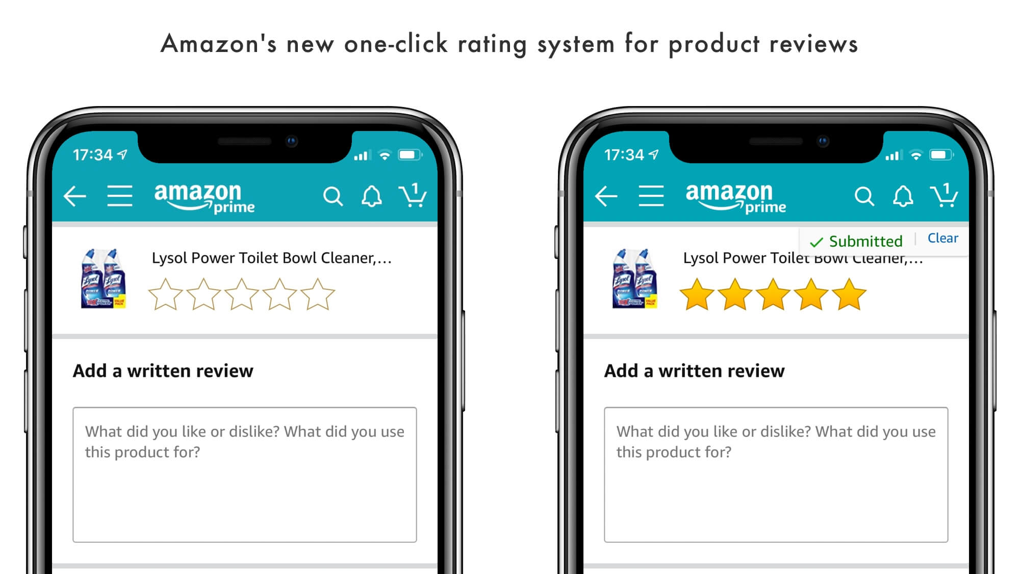 Amazon's new one-click rating system for product reviews