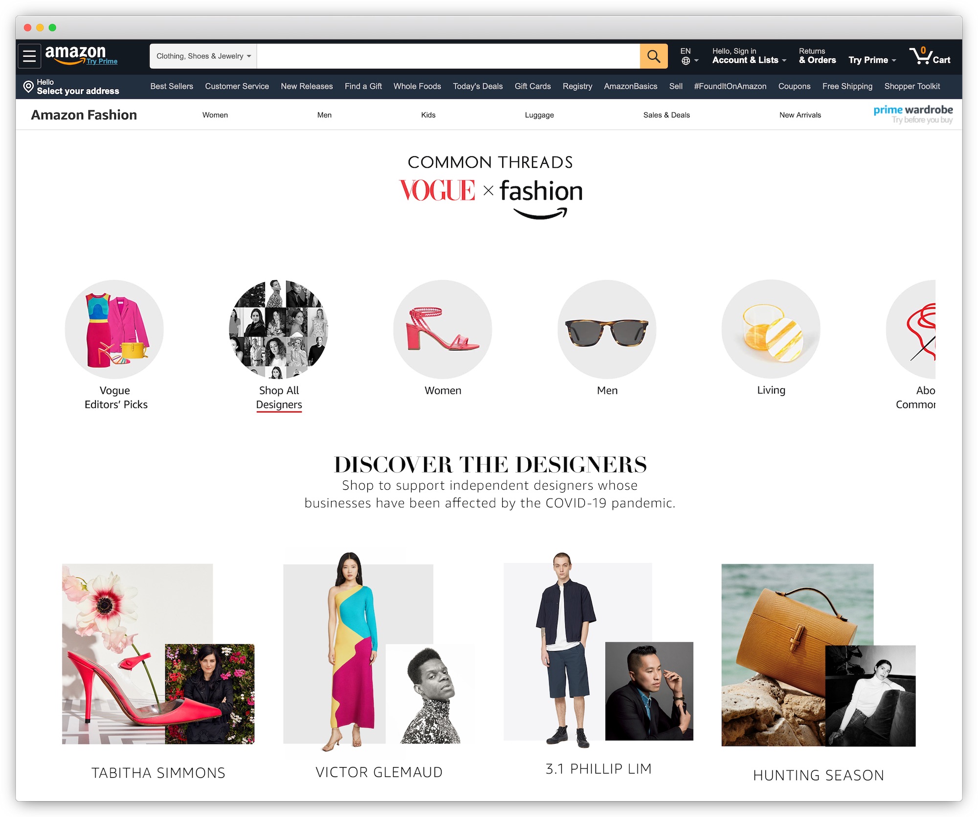 Amazon Common Threads storefront