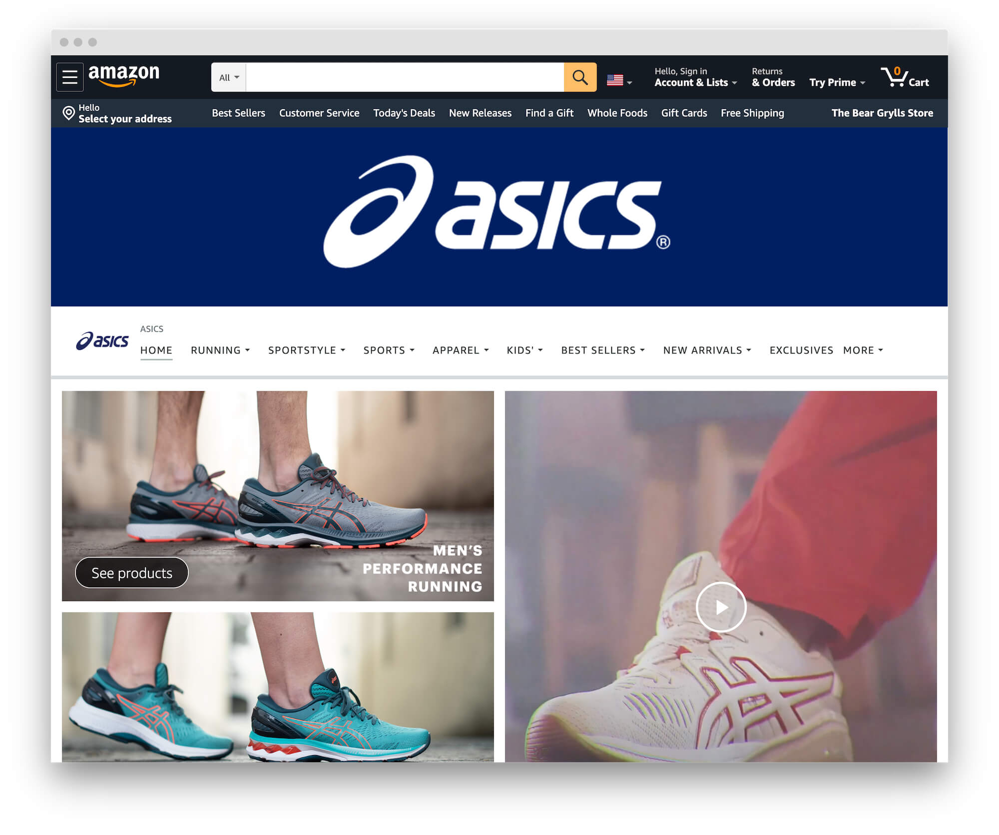 Asics Amazon brand store'
