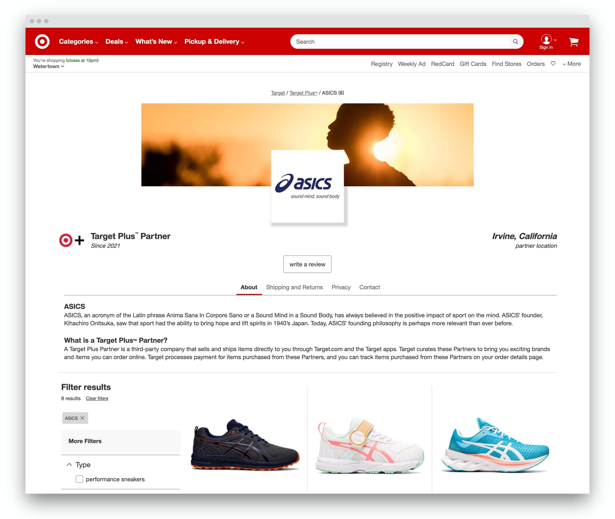 Asics on Target Plus