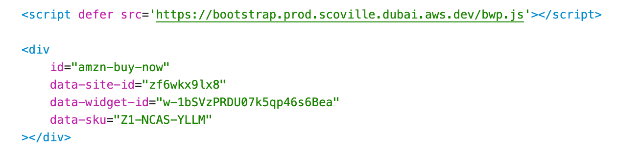 Amazon Buy with Prime integration HTML code