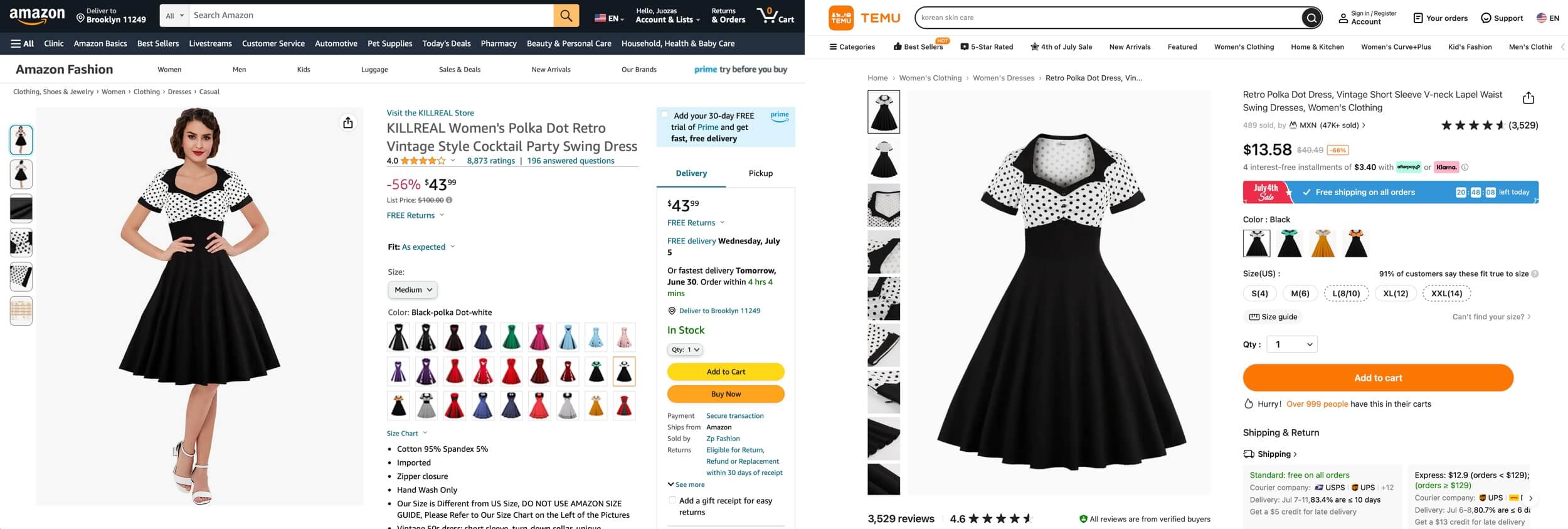 Amazon vs Temu pricing