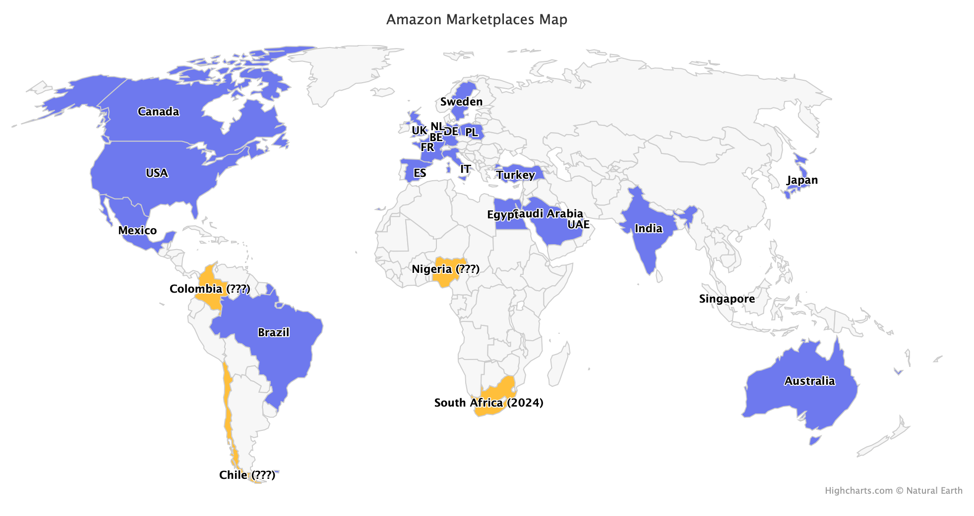 Amazon Marketplaces Map 2023