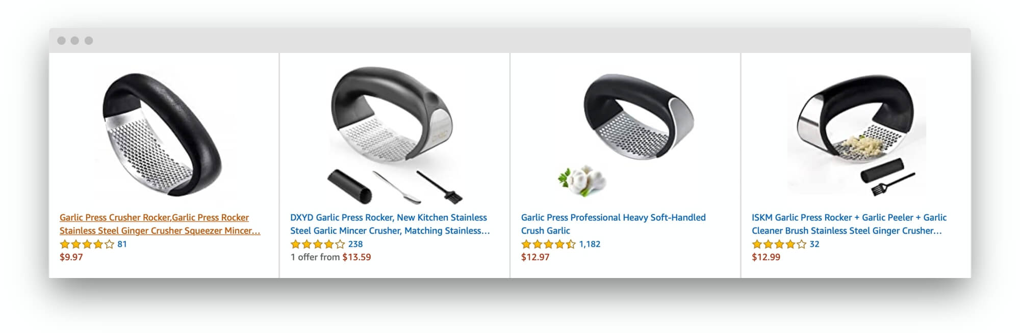 Identical garlic presses on Amazon