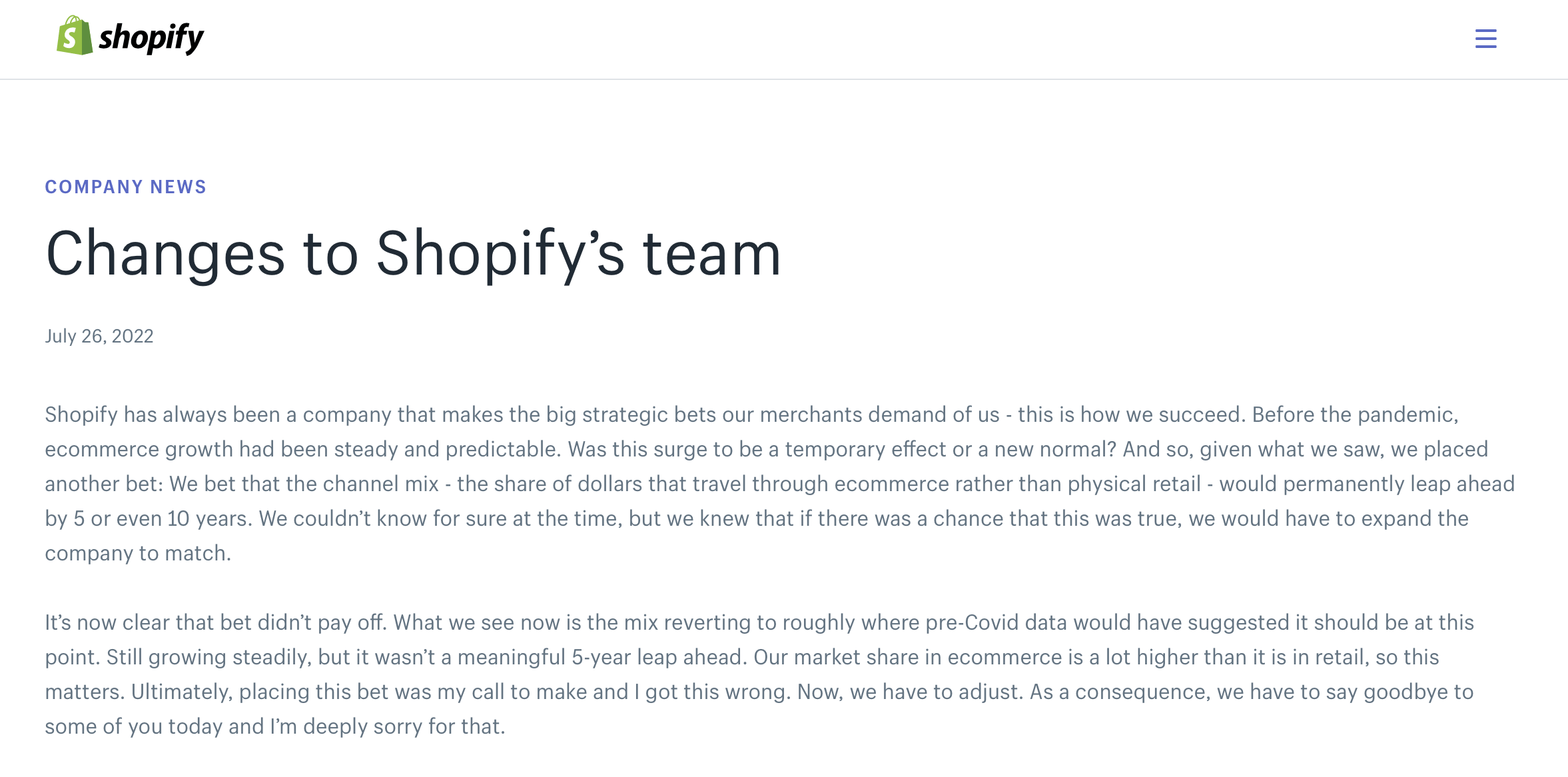 Changes to Shopify Team - Shopify Blog